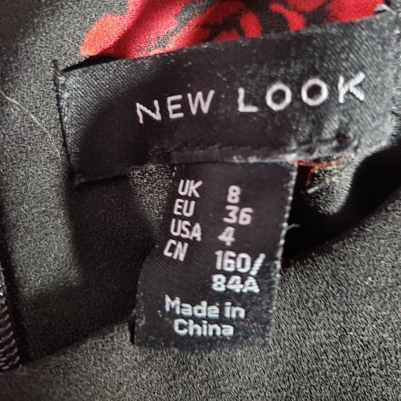 NEW LOOK Red Roses on Black Women's Top - Size 8 - Gently Used - Picture 3 of 6